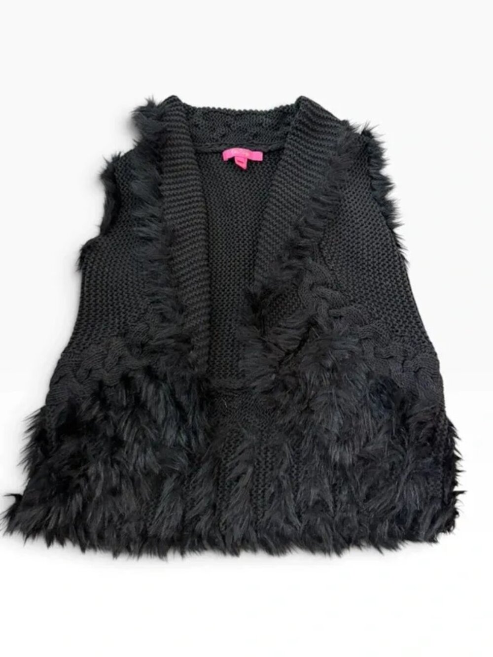 Lilly Pulitzer black knit sweater & Fur vest size small